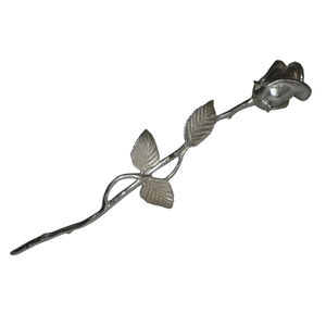 Vintage Silver Rose Stem Bud Vase Flower Metal Collectible Deco